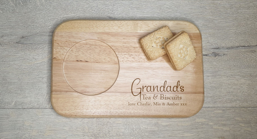 Personalised tea or coffee and biscuit board - Choice of wording - Gift - Present - For him - For her - Tray - Unique - Bespoke - Beer -wine