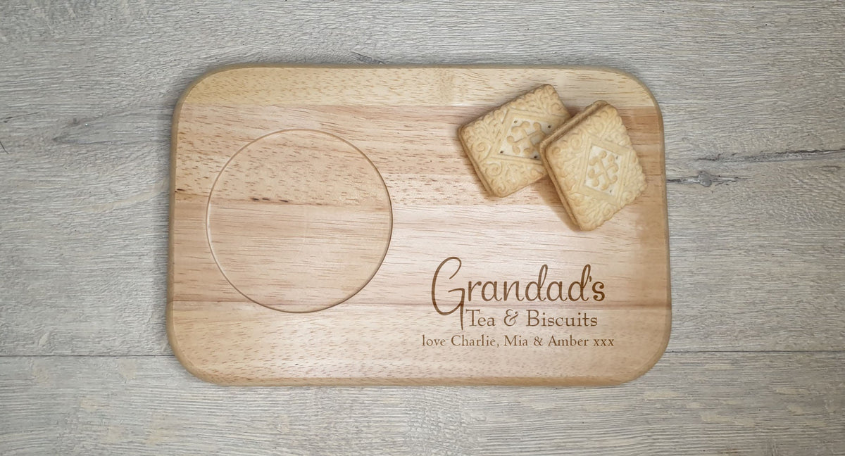 Personalised tea or coffee and biscuit board - Choice of wording - Gift - Present - For him - For her - Tray - Unique - Bespoke - Beer -wine