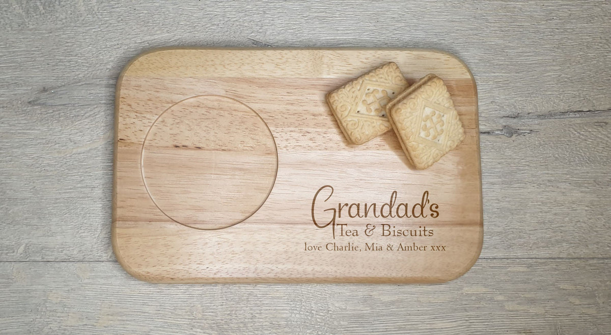 Personalised tea or coffee and biscuit board - Choice of wording - Gift - Present - For him - For her - Tray - Unique - Bespoke - Beer -wine