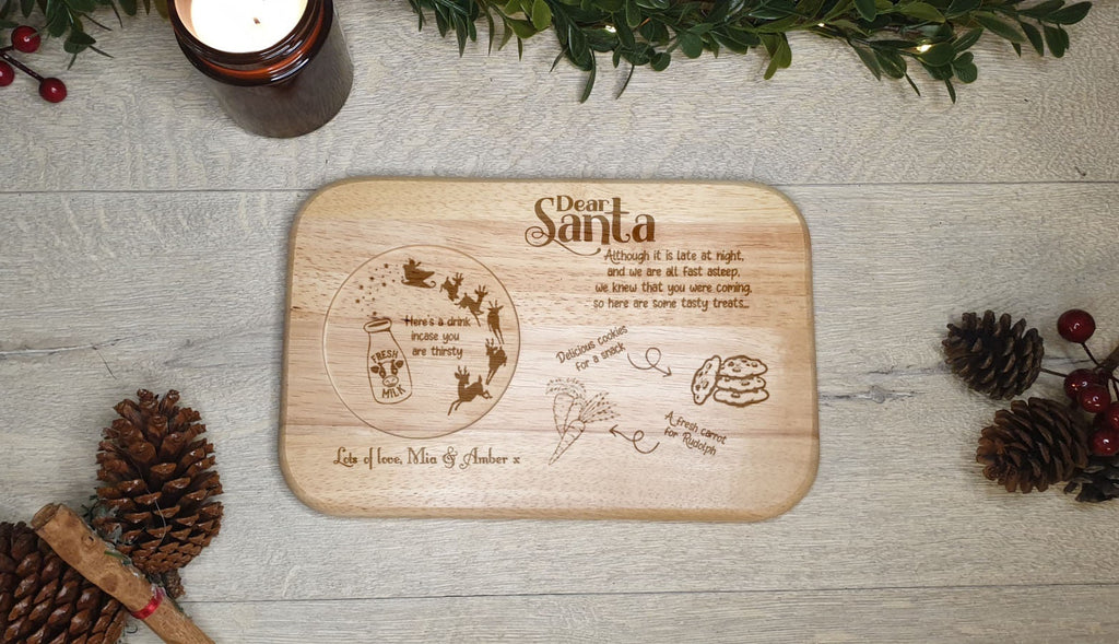 Personalised Christmas eve Santa tray - board - Gift - Present - Rudolph - Carrot - Treat - Unique - Bespoke - Milk - Candy cane - Tradition