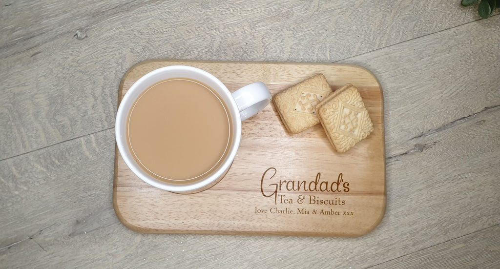 Personalised tea or coffee and biscuit board - Choice of wording - Gift - Present - For him - For her - Tray - Unique - Bespoke - Beer -wine
