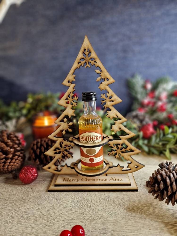 Personalised miniature bottle holder - Christmas - secret santa - Xmas - alcohol - Vodka - Gin - Whiskey- Wine - Stocking filler - Him - Her