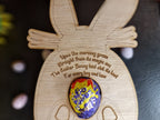 Adult Easter Gift!! Personalised Novelty bunny egg holder! Funny, prank, joke, stand, valentines day, birthday present, hen, stag, poem, poo