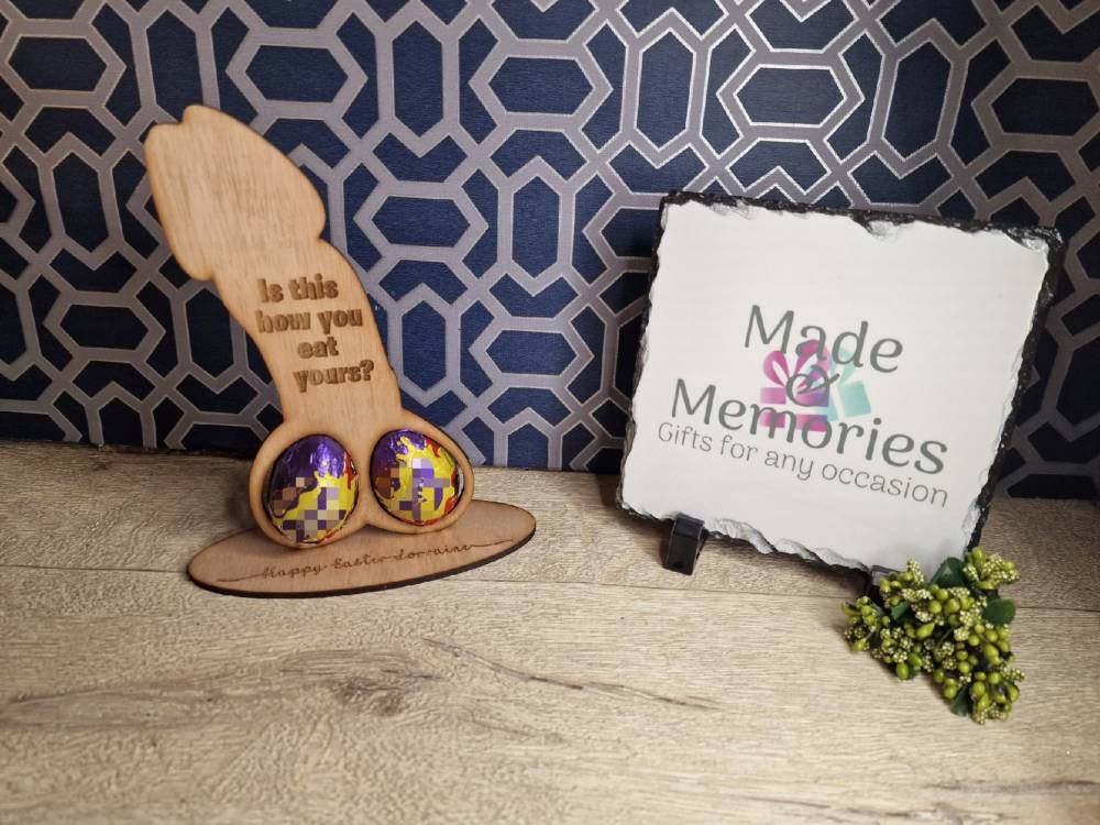 Personalised novelty easter willy egg holder - Funny- rude joke - prank - creme - chocolate - penis - hen - stag - birthday - velentines