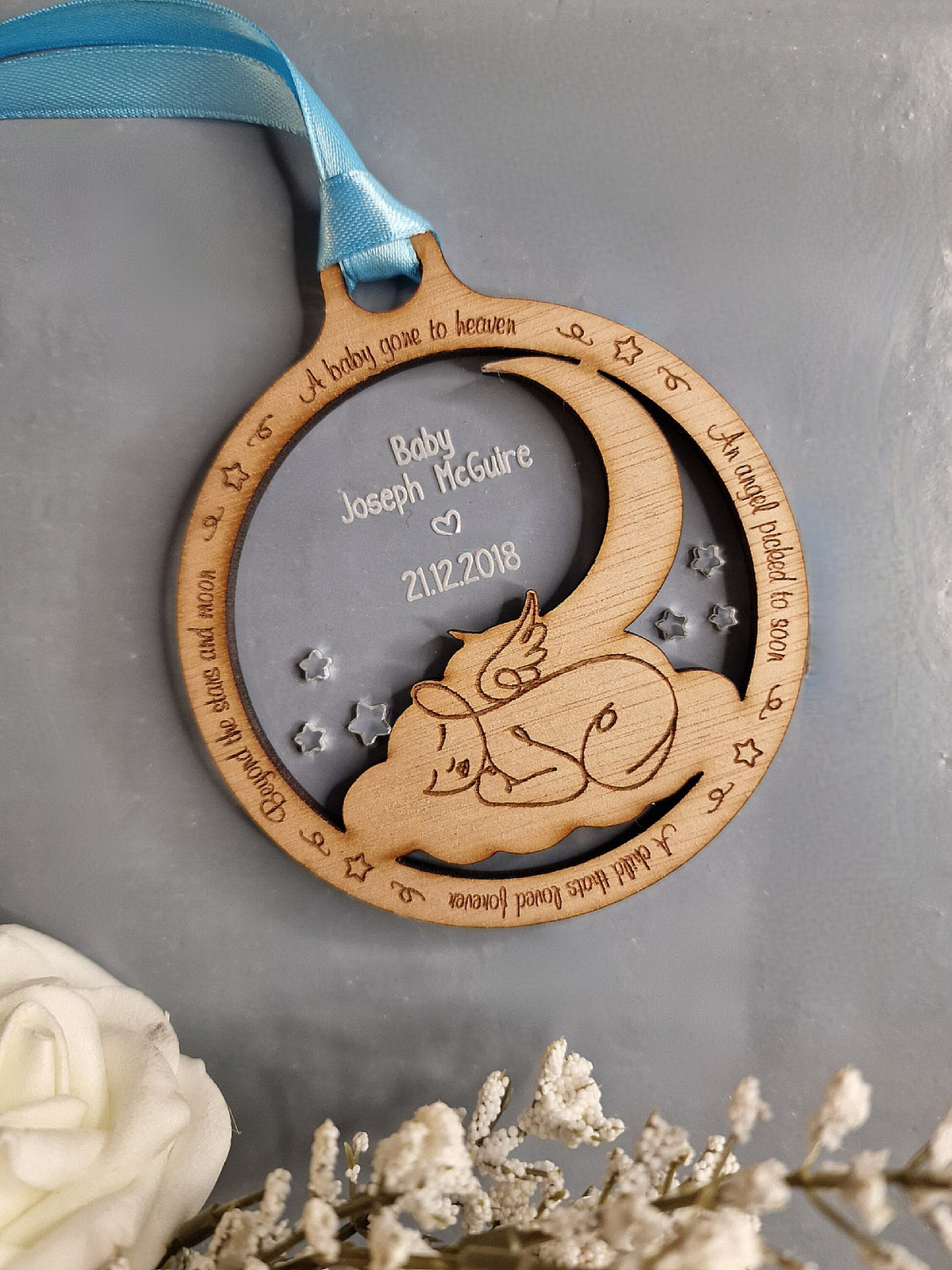 Beautiful Baby memorial bauble hanging ornament, lovely item to remember a lost child. Beautiful gift, for anniversary of death? memory