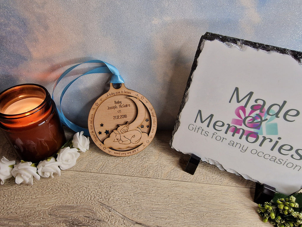 Beautiful Baby memorial bauble hanging ornament, lovely item to remember a lost child. Beautiful gift, for anniversary of death? memory