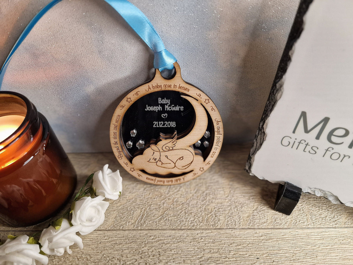 Beautiful Baby memorial bauble hanging ornament, lovely item to remember a lost child. Beautiful gift, for anniversary of death? memory
