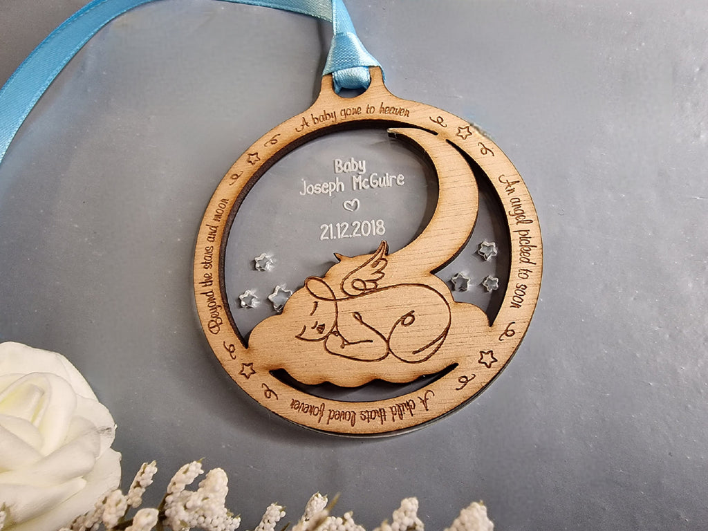 Beautiful Baby memorial bauble hanging ornament, lovely item to remember a lost child. Beautiful gift, for anniversary of death? memory