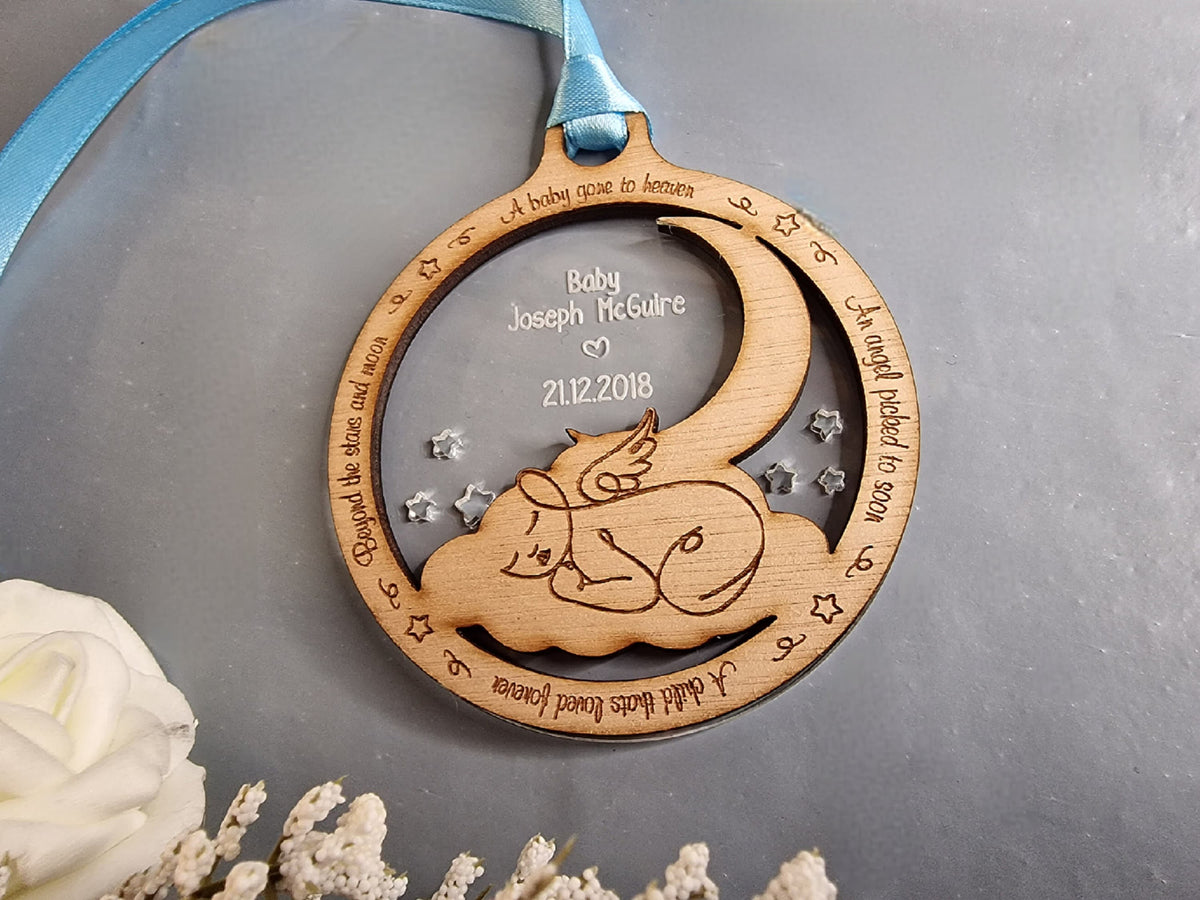 Beautiful Baby memorial bauble hanging ornament, lovely item to remember a lost child. Beautiful gift, for anniversary of death? memory