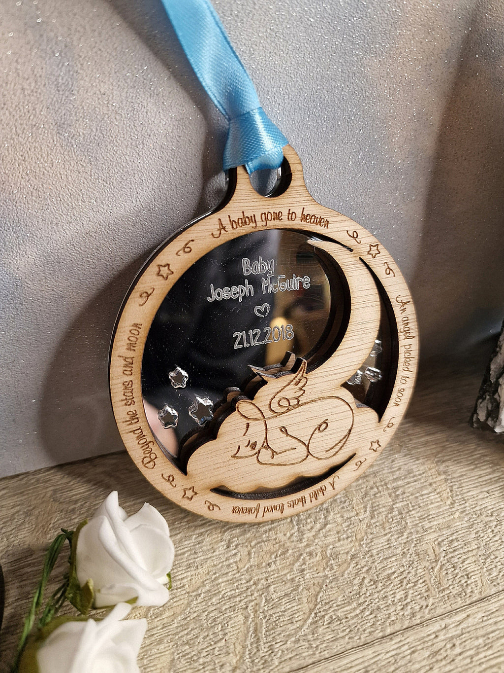Beautiful Baby memorial bauble hanging ornament, lovely item to remember a lost child. Beautiful gift, for anniversary of death? memory