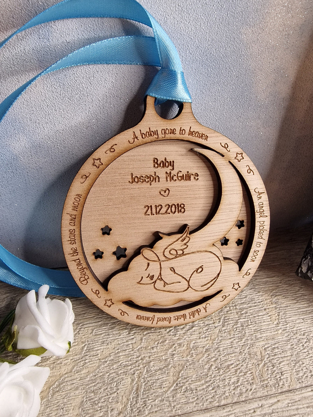 Beautiful Baby memorial bauble hanging ornament, lovely item to remember a lost child. Beautiful gift, for anniversary of death? memory