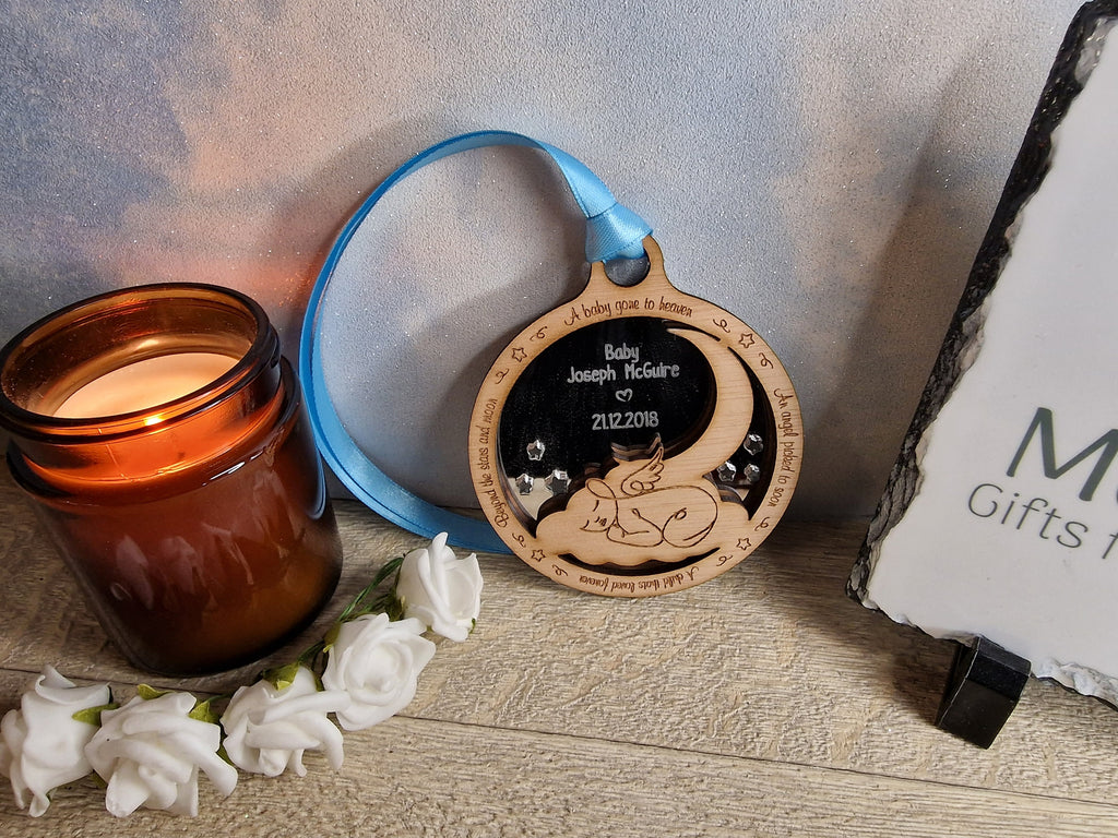 Beautiful Baby memorial bauble hanging ornament, lovely item to remember a lost child. Beautiful gift, for anniversary of death? memory