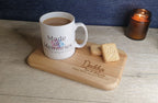 Personalised tea or coffee and biscuit board - Choice of wording - Gift - Present - For him - Tray - Unique - Bespoke - Beer - Wine Fathers