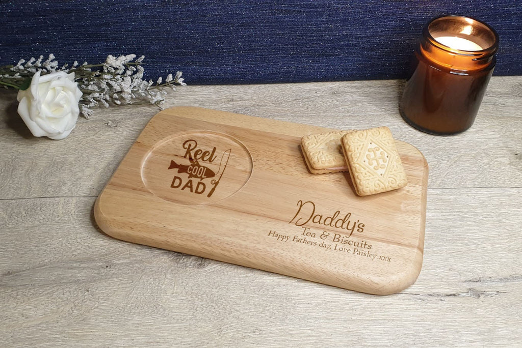 Personalised tea or coffee and biscuit board - Choice of wording - Gift - Present - For him - Tray - Unique - Bespoke - Beer - Wine Fathers