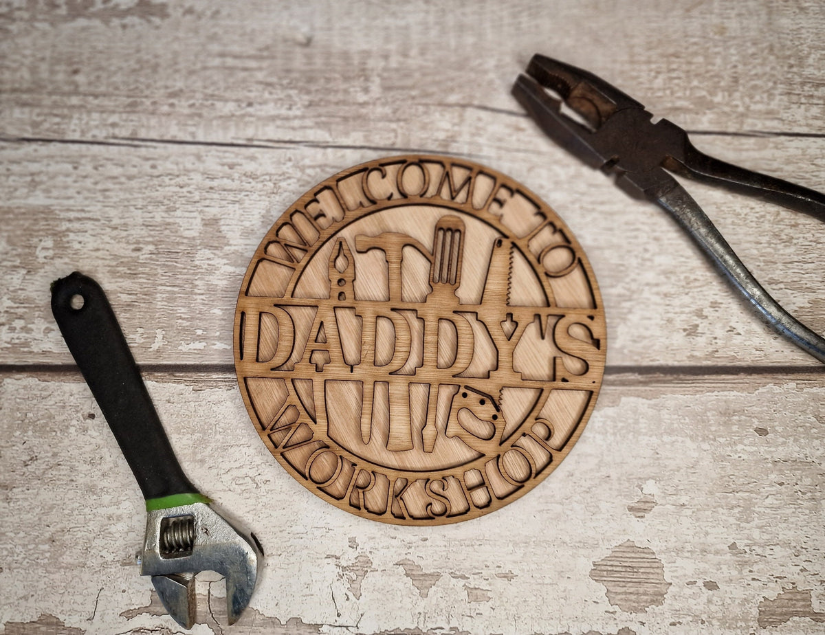 Personalised Workshop Name Plaque - Shed Sign - Man cave - Gift - Den - Garage - Garden - Dad - Grandad - Daddy - Friend - Colleague