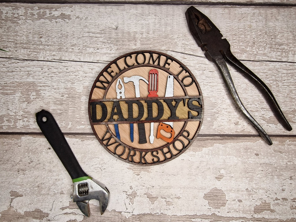 Personalised Workshop Name Plaque - Shed Sign - Man cave - Gift - Den - Garage - Garden - Dad - Grandad - Daddy - Friend - Colleague