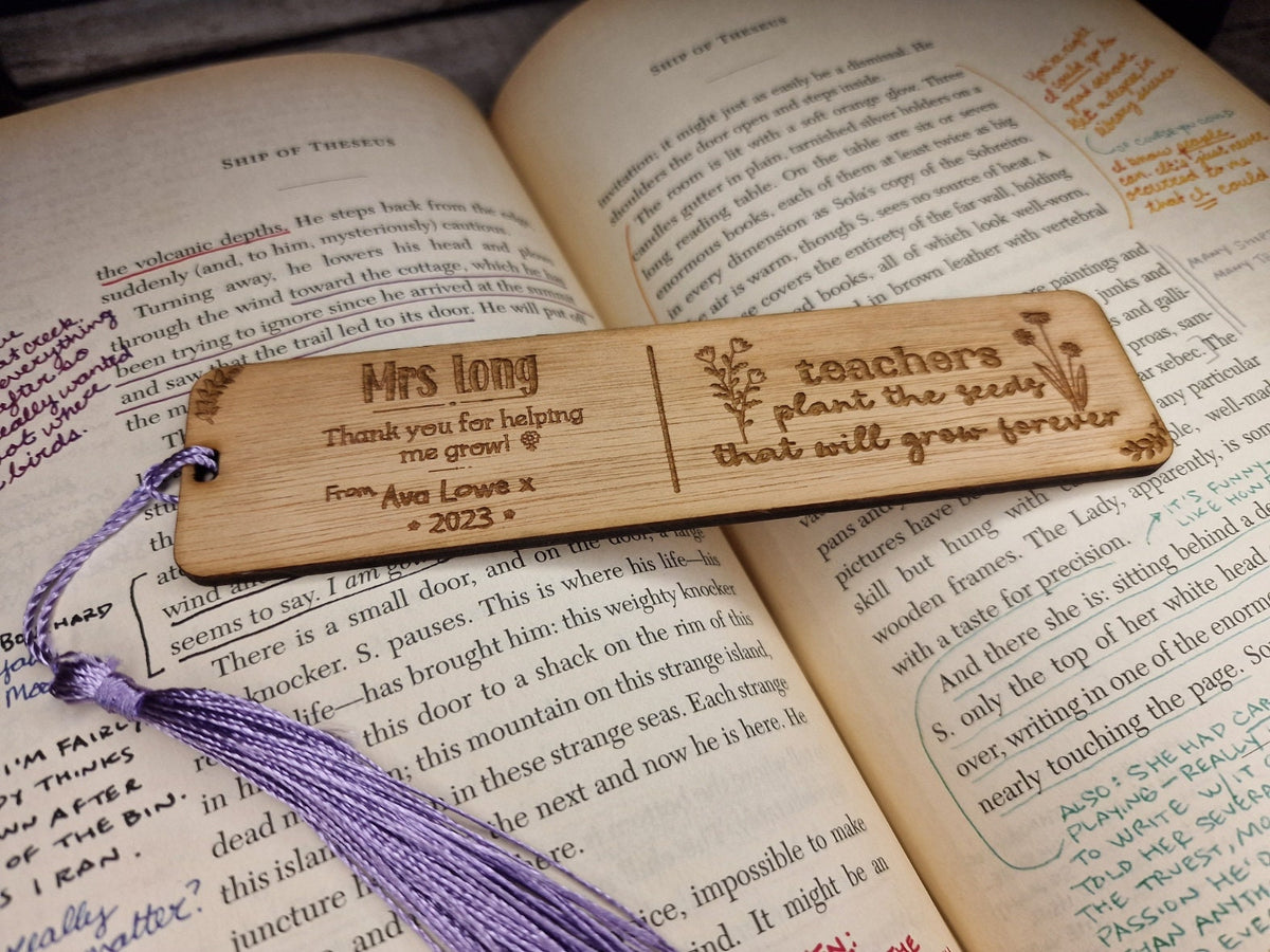 personalised wooden bookmark - Teacher thank you gift - graduation - Teacher - teaching - thank you gift - end of term present.
