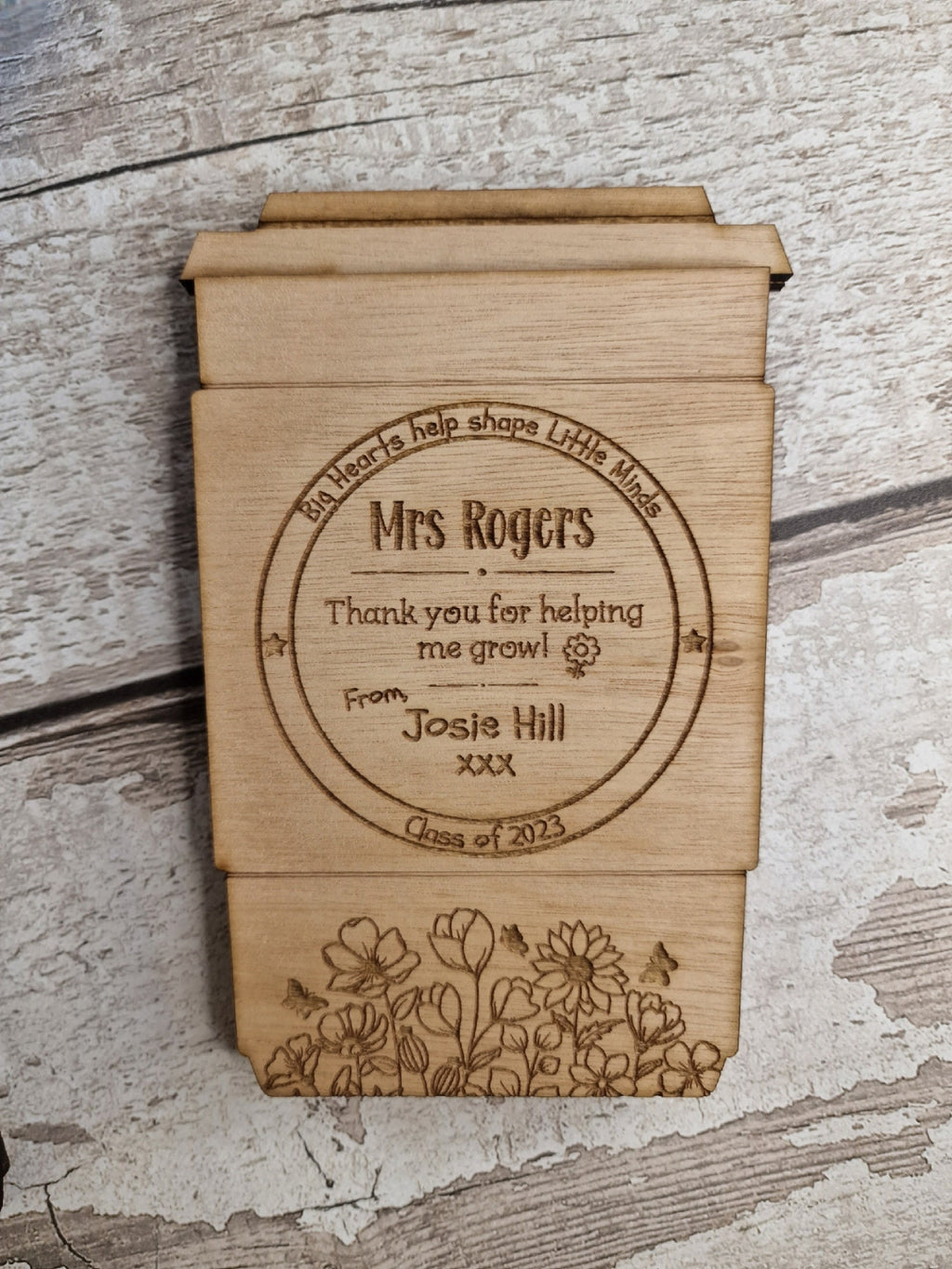 Personalised wooden gift card holder - Teacher thank you gift - graduation - Coffee - teaching - Voucher - end of term present