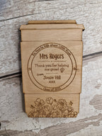 Personalised wooden gift card holder - Teacher thank you gift - graduation - Coffee - teaching - Voucher - end of term present
