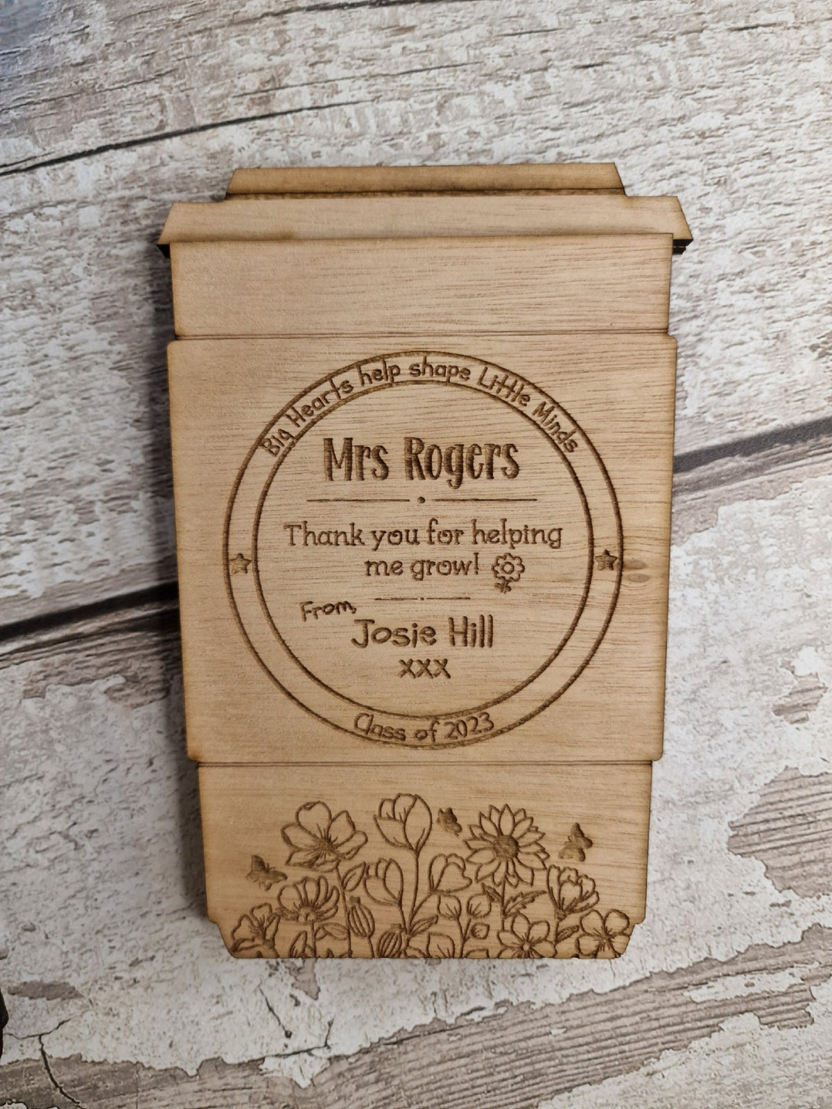 Personalised wooden gift card holder - Teacher thank you gift - graduation - Coffee - teaching - Voucher - end of term present