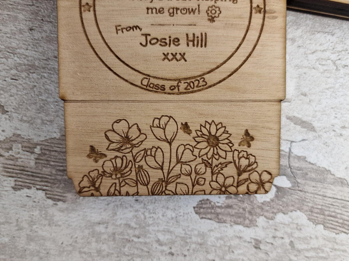Personalised wooden gift card holder - Teacher thank you gift - graduation - Coffee - teaching - Voucher - end of term present