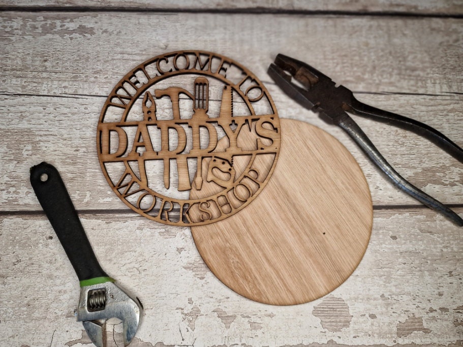 Personalised Workshop Name Plaque - Shed Sign - Man cave - Gift - Den - Garage - Garden - Dad - Grandad - Daddy - Friend - Colleague