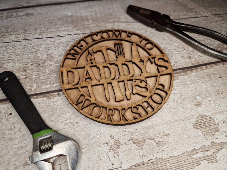 Personalised Workshop Name Plaque - Shed Sign - Man cave - Gift - Den - Garage - Garden - Dad - Grandad - Daddy - Friend - Colleague
