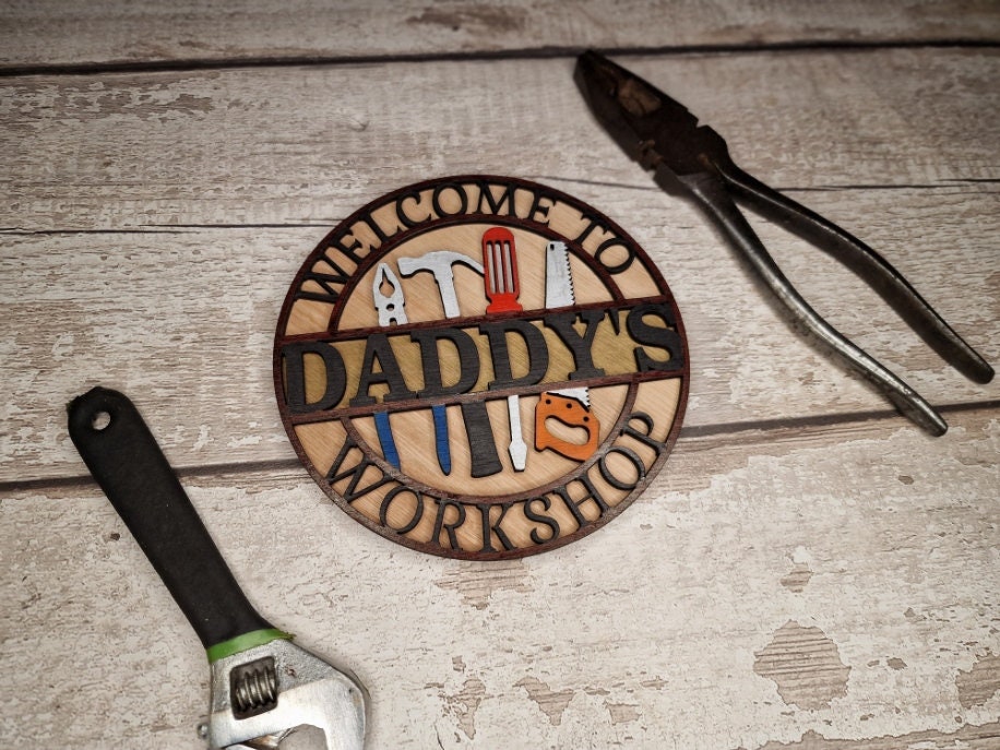 Personalised Workshop Name Plaque - Shed Sign - Man cave - Gift - Den - Garage - Garden - Dad - Grandad - Daddy - Friend - Colleague