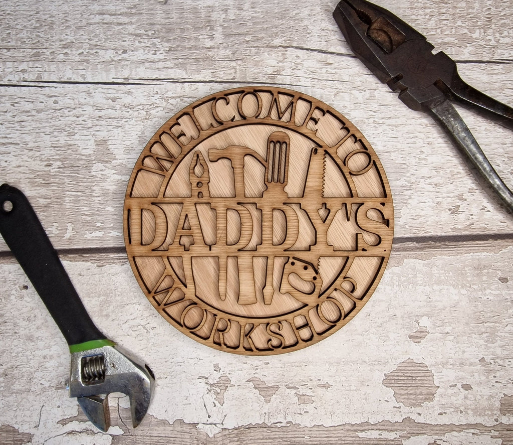 Personalised Workshop Name Plaque - Shed Sign - Man cave - Gift - Den - Garage - Garden - Dad - Grandad - Daddy - Friend - Colleague