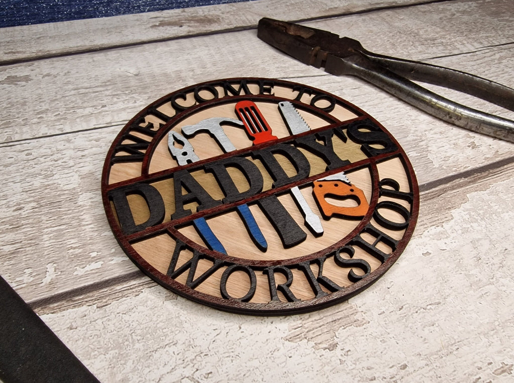 Personalised Workshop Name Plaque - Shed Sign - Man cave - Gift - Den - Garage - Garden - Dad - Grandad - Daddy - Friend - Colleague
