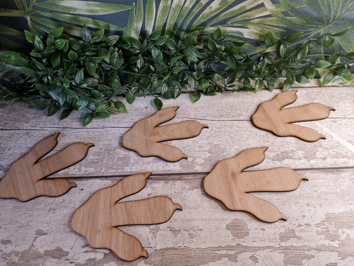 X5 Wooden dinosaur footprints - claw - Dino wall art - T Rex - Bedroom decoration- Prehistoric - decor - Childrens - play room - print