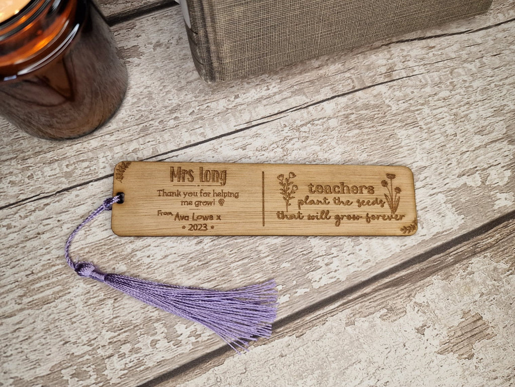 personalised wooden bookmark - Teacher thank you gift - graduation - Teacher - teaching - thank you gift - end of term present.