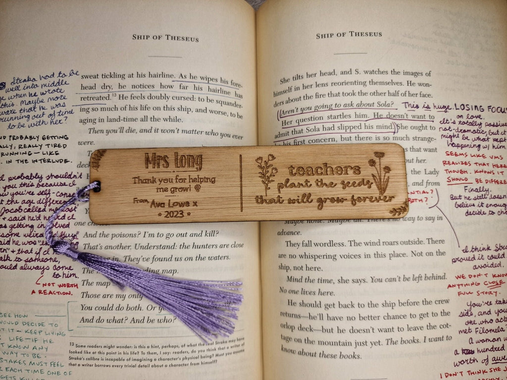 personalised wooden bookmark - Teacher thank you gift - graduation - Teacher - teaching - thank you gift - end of term present.