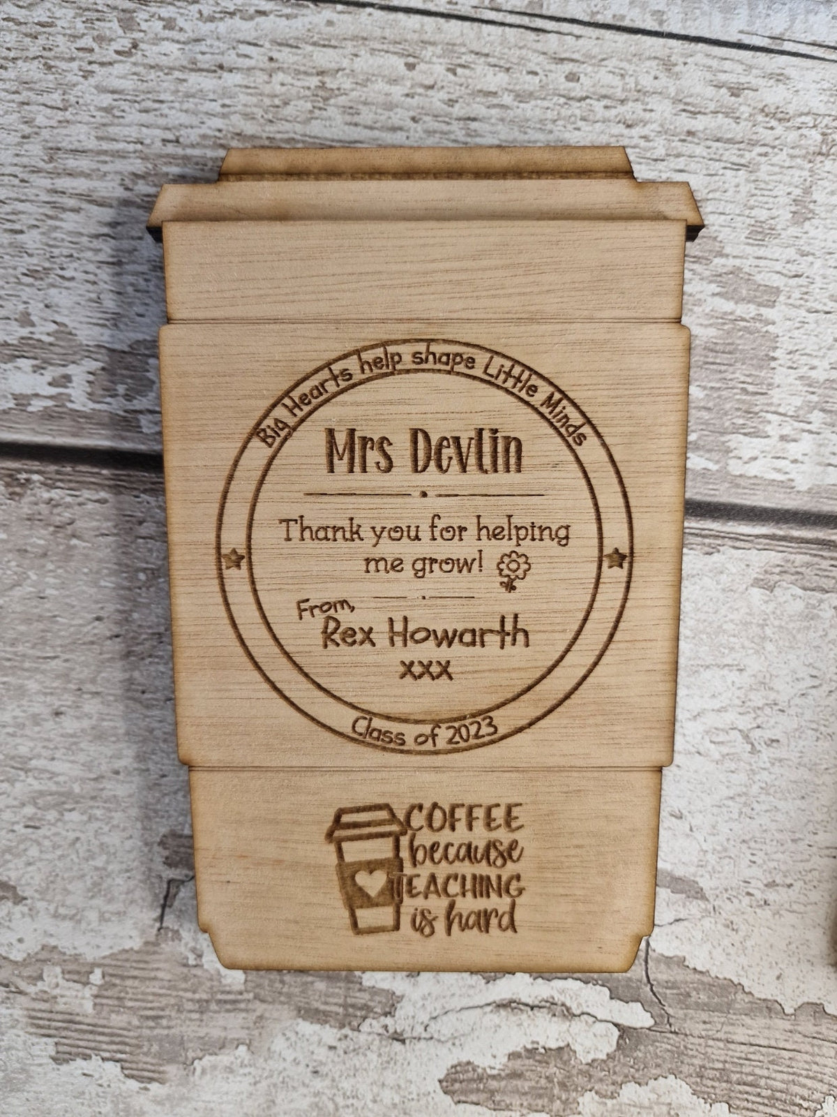 Personalised wooden gift card holder - Teacher thank you gift - graduation - Coffee - teaching - Voucher - end of term present