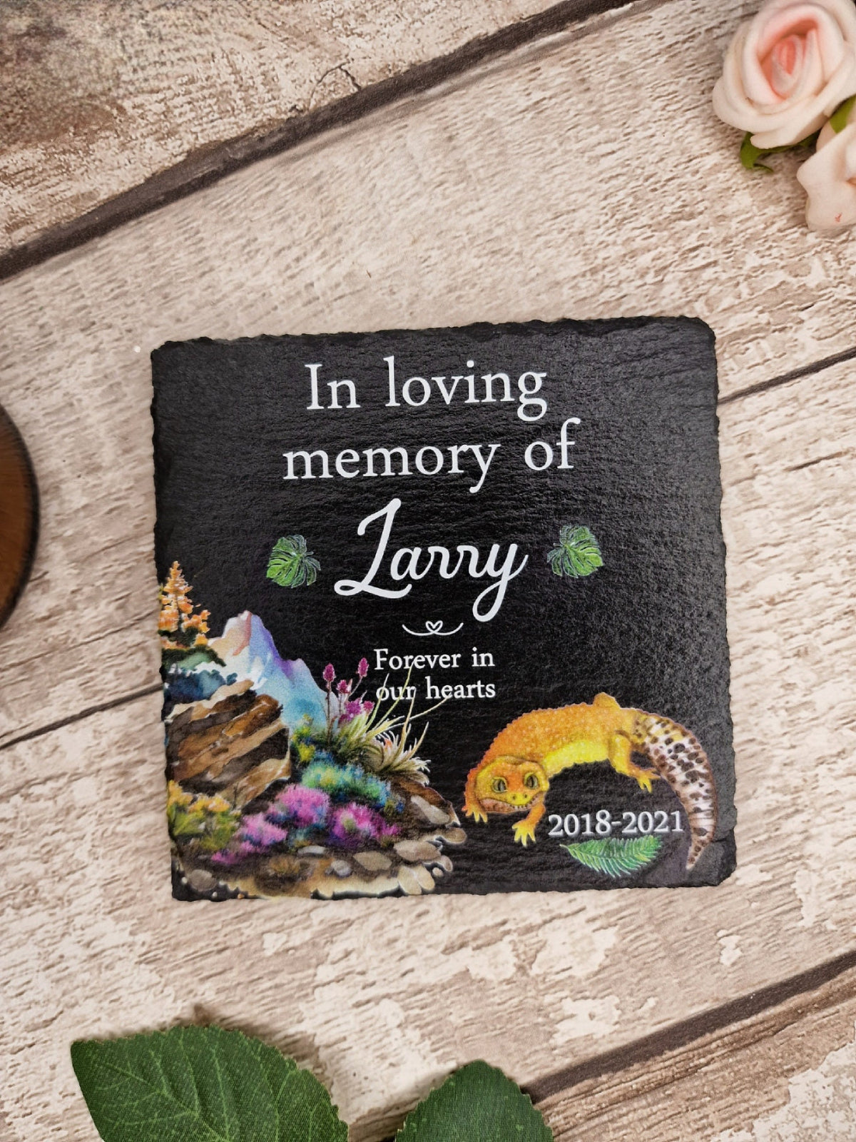 personalised pet Memorial grave marker, memorial slate, indoor or outdoor, Reptile, Gecko, Tortoise, Snake, Bearded Dragon, Spider, Iguana