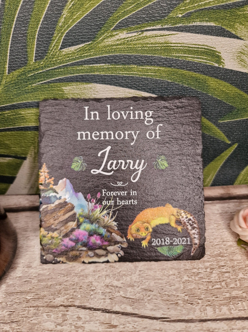 personalised pet Memorial grave marker, memorial slate, indoor or outdoor, Reptile, Gecko, Tortoise, Snake, Bearded Dragon, Spider, Iguana
