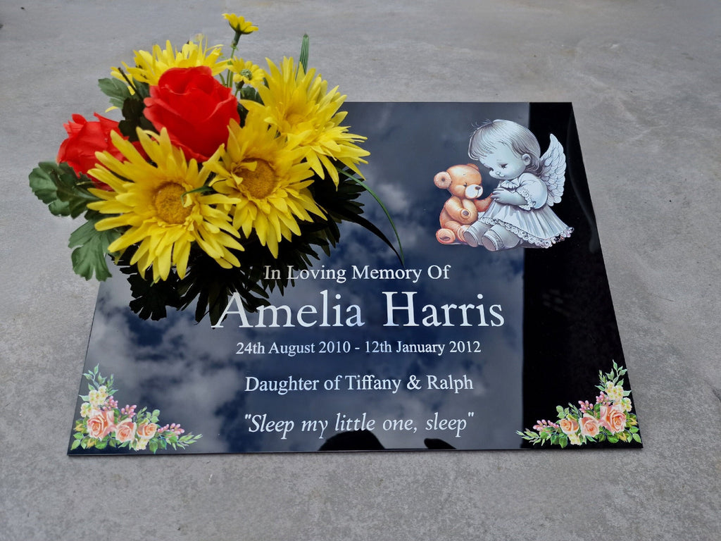 Personalised baby memorial grave marker, Temporary headstone, outdoor, remembering your loved ones - Child - Girl - Miscarriage - Angel
