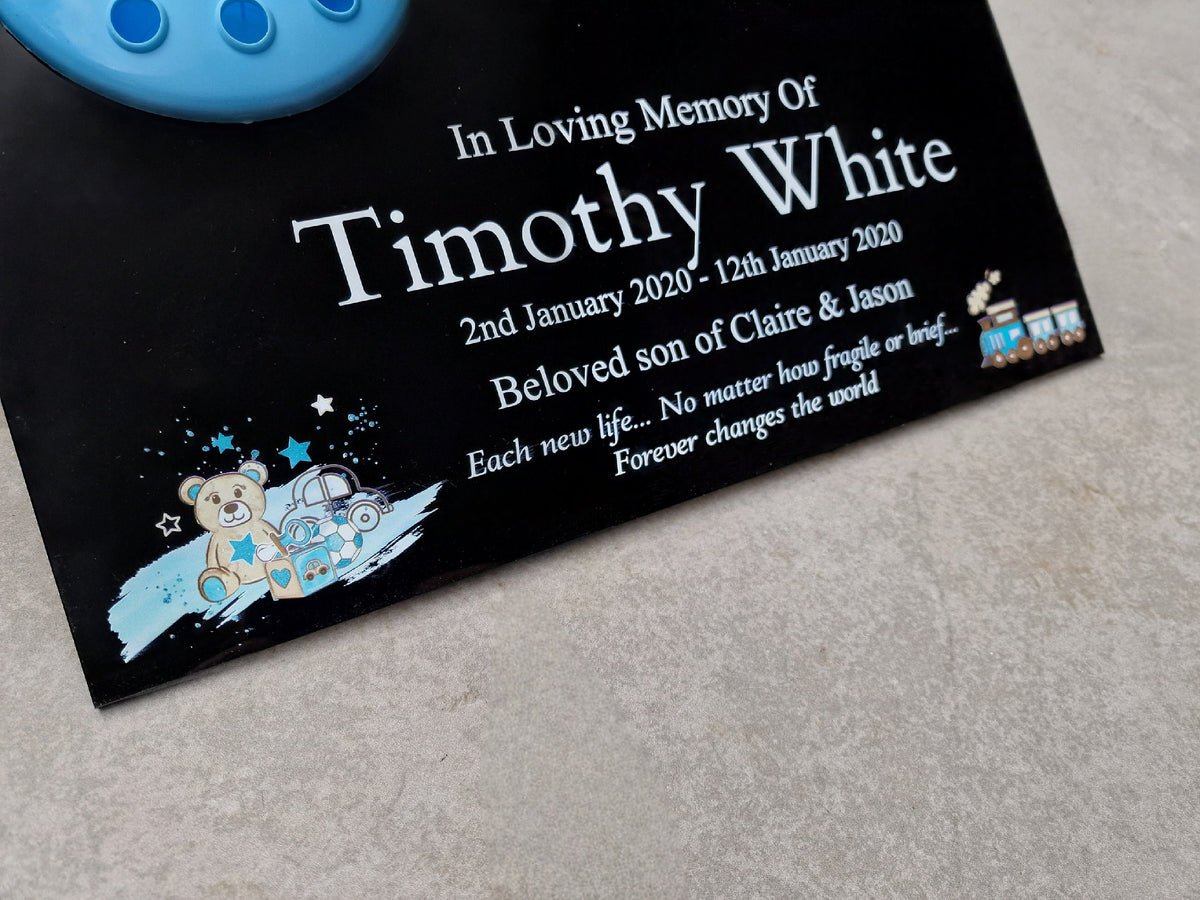Personalised baby memorial grave marker, Temporary headstone, outdoor, remembering your loved ones - Child - Boy - Miscarriage - Angel