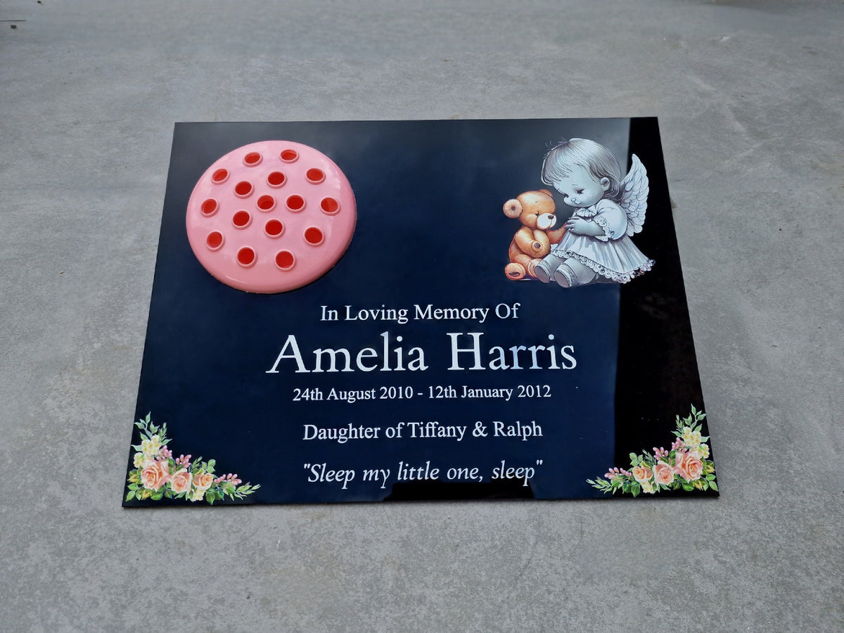 Personalised baby memorial grave marker, Temporary headstone, outdoor, remembering your loved ones - Child - Girl - Miscarriage - Angel