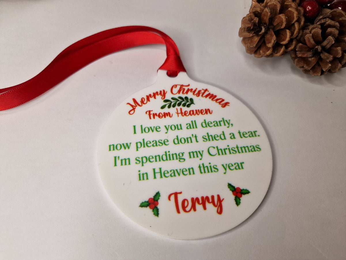Christmas Memorial bauble - Xmas decoration - Stocking filler - Anniversary - Gift - Present - Unusual - Personalised - For him - Her - love