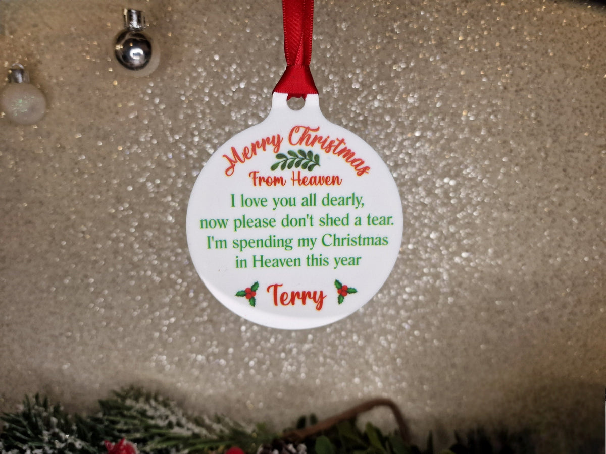 Christmas Memorial bauble - Xmas decoration - Stocking filler - Anniversary - Gift - Present - Unusual - Personalised - For him - Her - love