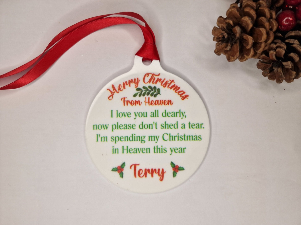 Christmas Memorial bauble - Xmas decoration - Stocking filler - Anniversary - Gift - Present - Unusual - Personalised - For him - Her - love