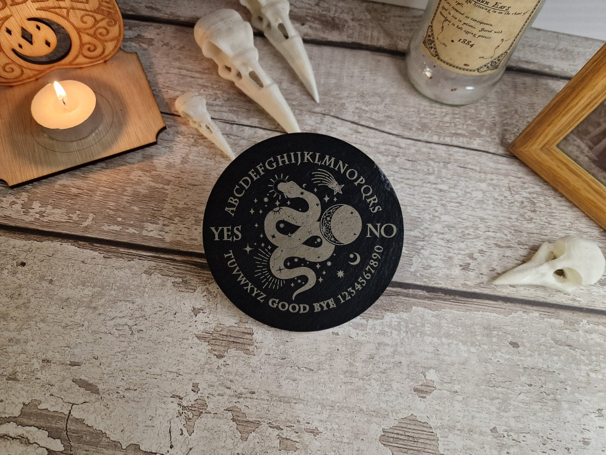Ouija board game Coaster - Candle display stand - Snake -Beautiful yet spooky Halloween decoration - novelty - decor - home- zombie witch