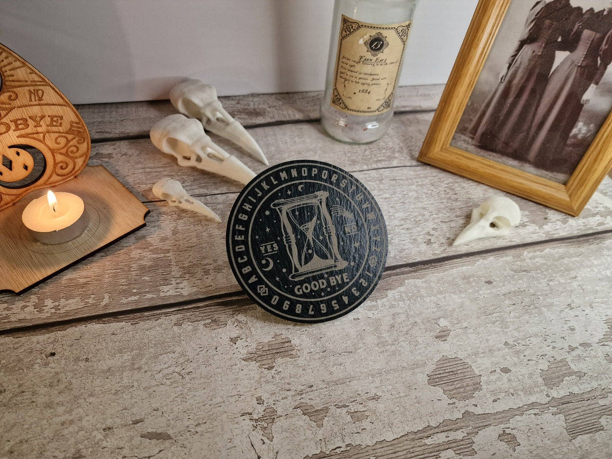 Ouija board game Coaster - Candle display stand - Beautiful yet spooky Halloween decoration - novelty - decor - home - zombie - witch