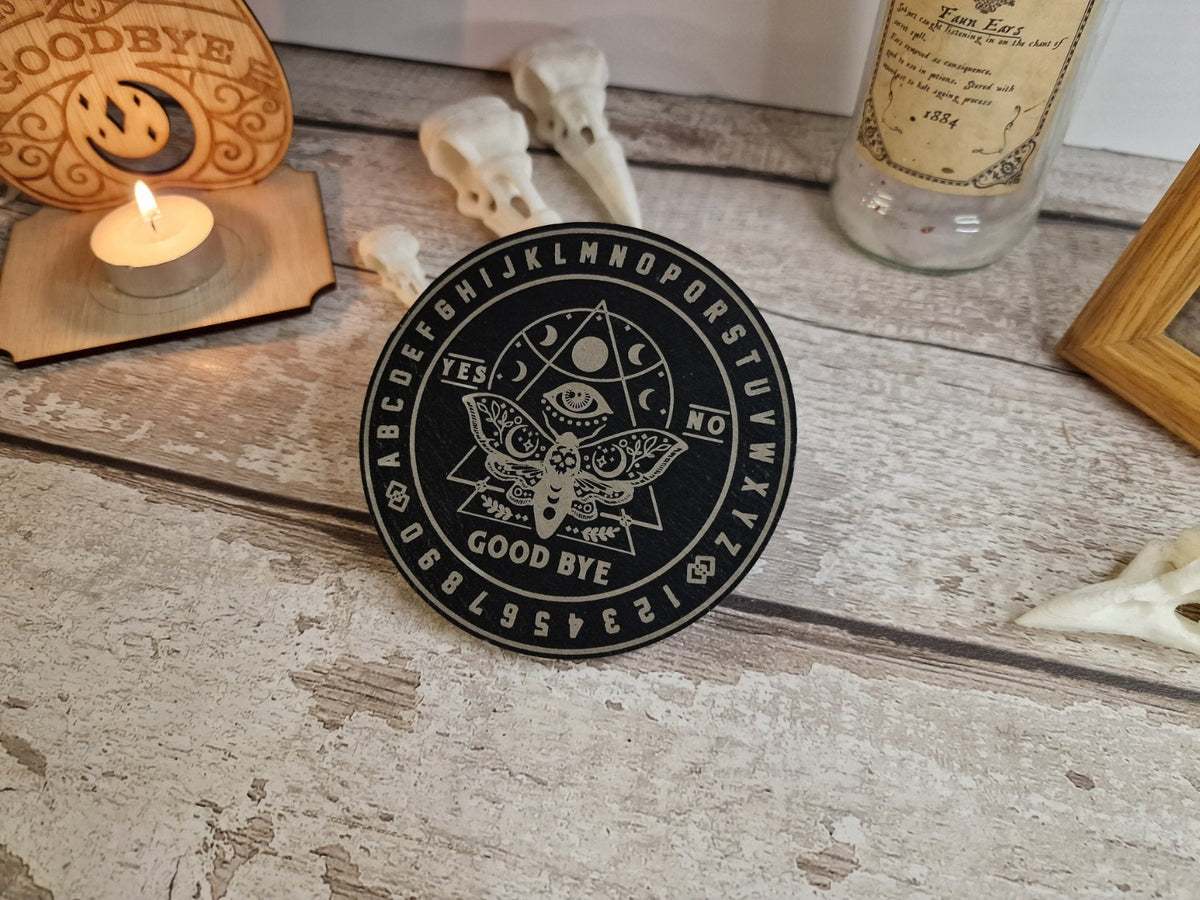 Ouija board game Coaster - Candle display stand - Moth - Beautiful yet spooky Halloween decoration - novelty - decor - home - zombie witch
