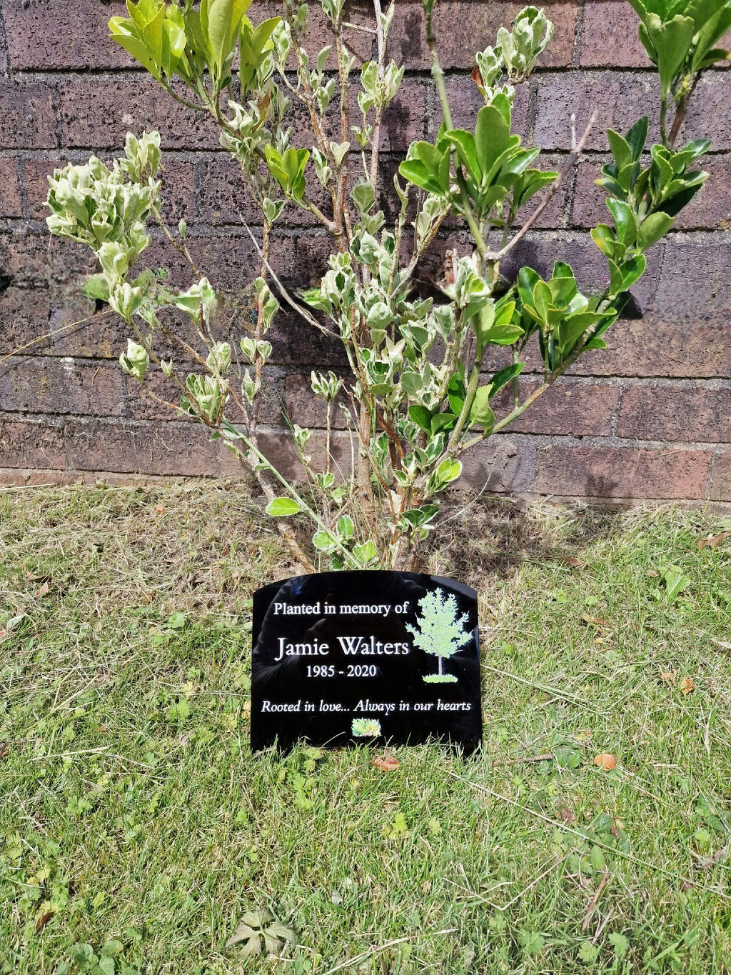 Personalised Tree Memorial or grave marker, memory plaque, Garden - Caravan - Grave side - Park - sign - engraving - anniversary - marker