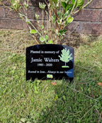 Personalised Tree Memorial or grave marker, memory plaque, Garden - Caravan - Grave side - Park - sign - engraving - anniversary - marker