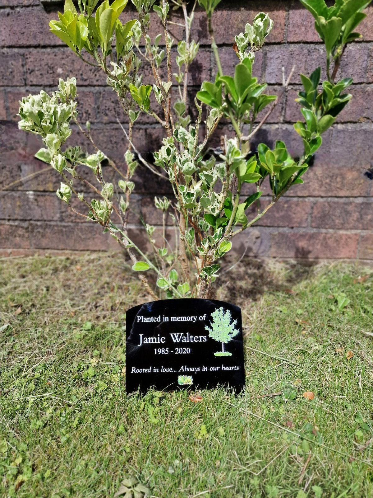 Personalised Tree Memorial or grave marker, memory plaque, Garden - Caravan - Grave side - Park - sign - engraving - anniversary - marker