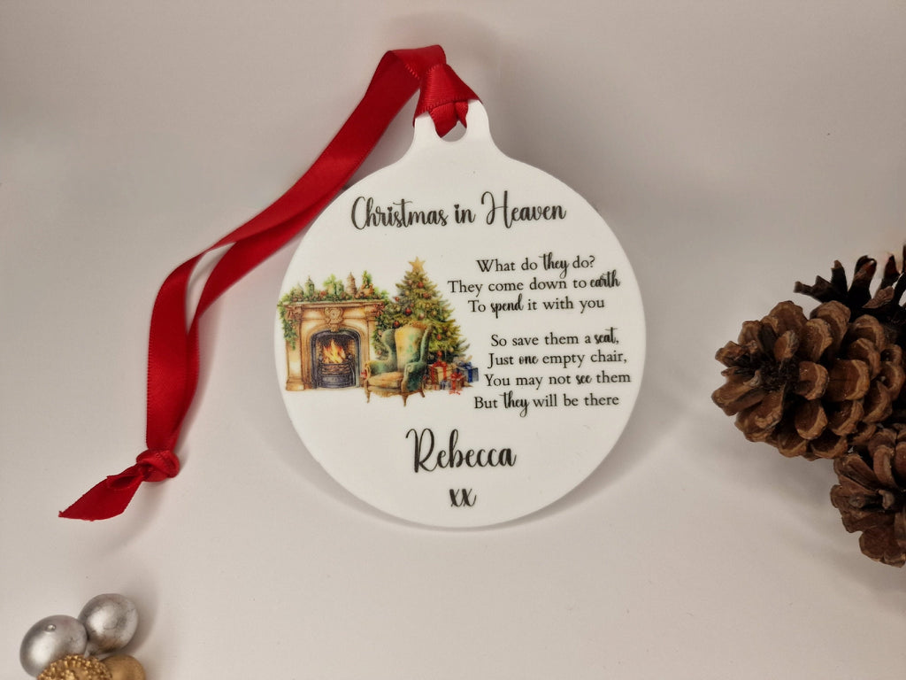 Christmas in Heaven Memorial bauble - Decoration - Stocking filler - Anniversary - Gift - Present - Unusual - Personalised - For him or Her