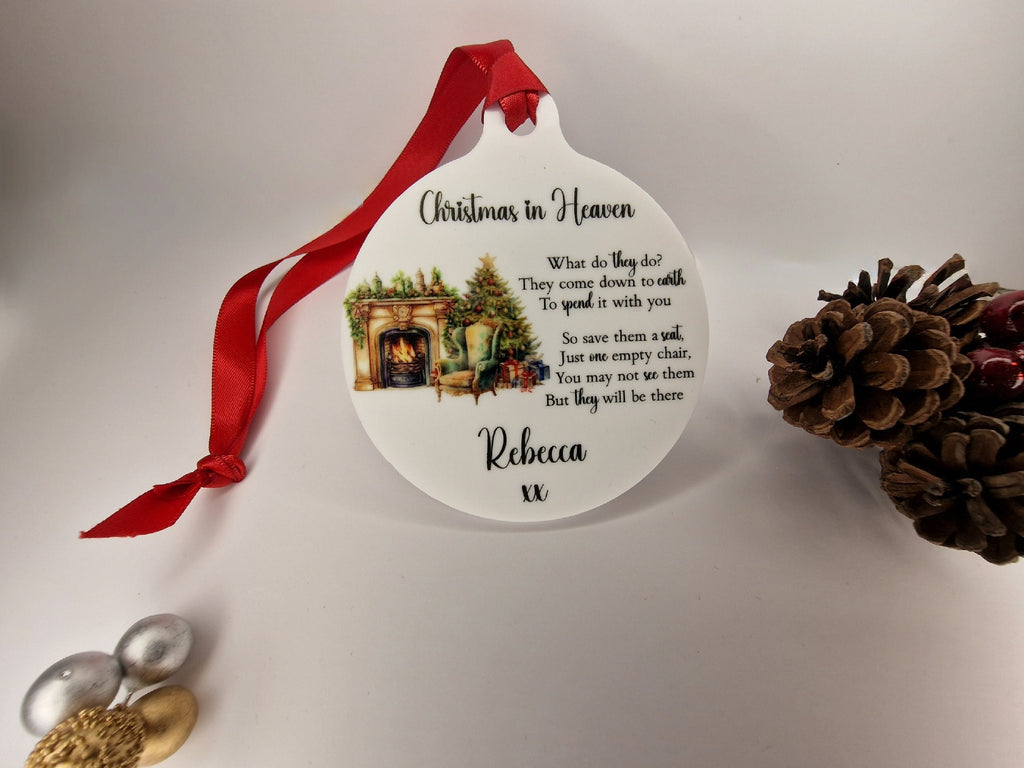 Christmas in Heaven Memorial bauble - Decoration - Stocking filler - Anniversary - Gift - Present - Unusual - Personalised - For him or Her